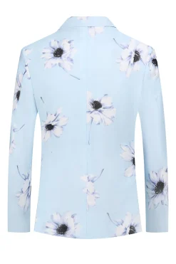 Azul Claro Pico Lapela 2 Peças Florais Homens Prom Ternos