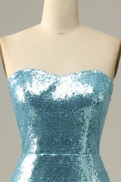 Azul Céu Vestido de Baile Sereia Com Penas