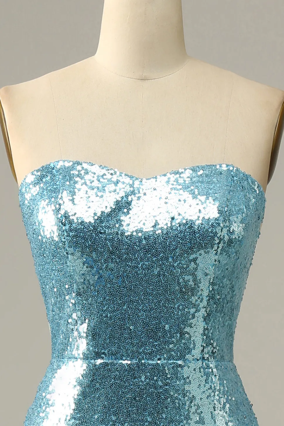 Azul Céu Vestido de Baile Sereia Com Penas