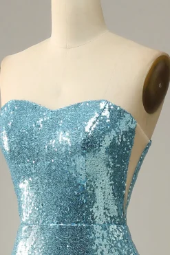 Azul Céu Vestido de Baile Sereia Com Penas