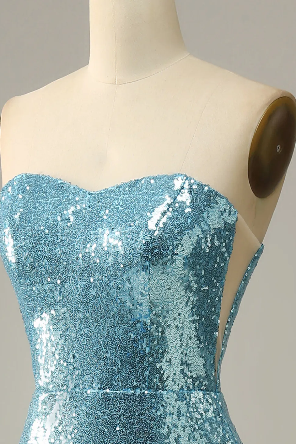 Azul Céu Vestido de Baile Sereia Com Penas