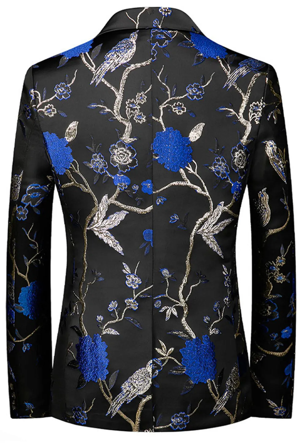 Azul e Preto Notched Lapela Jacquard 2 Peças Homens Prom Suits