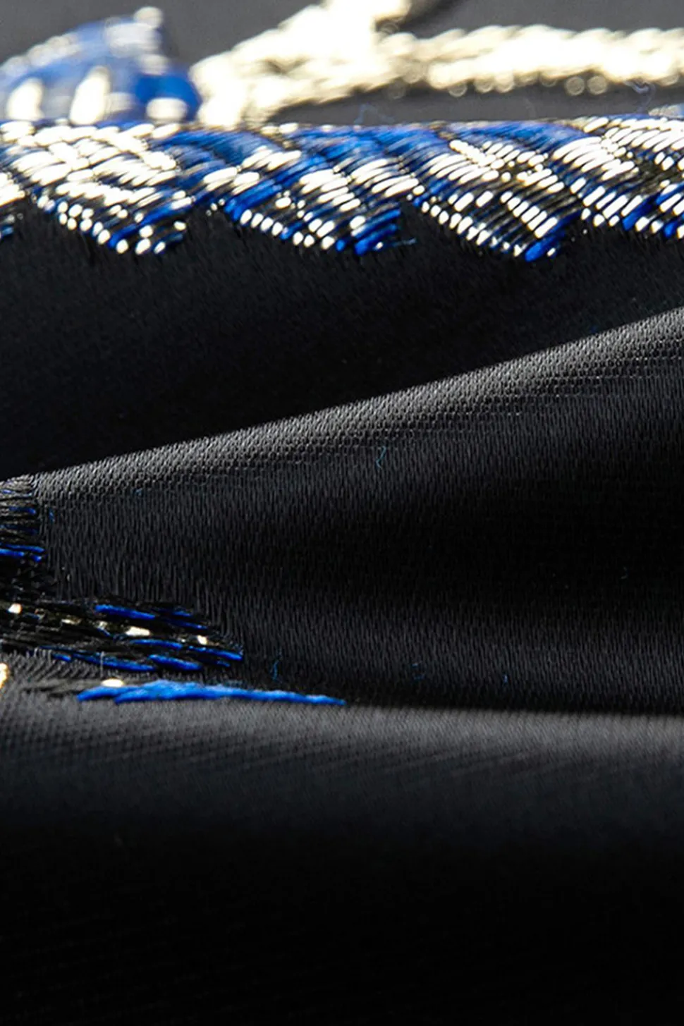 Azul e Preto Notched Lapela Jacquard 2 Peças Homens Prom Suits