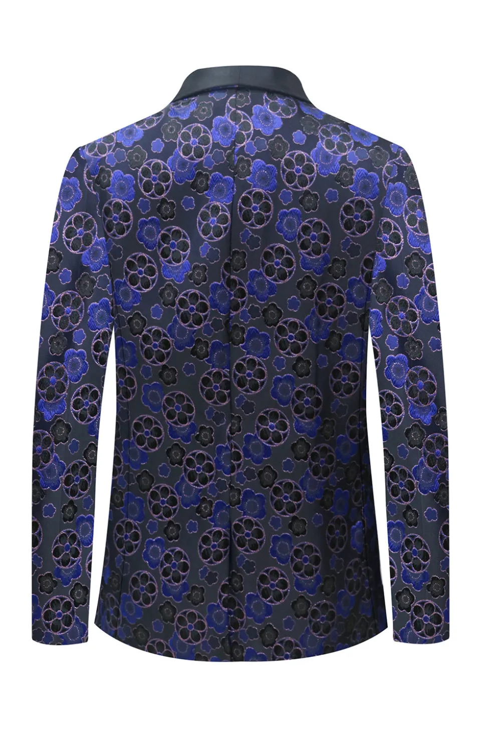 Azul escuro floral estampado xaile lapela 2 peças homens ternos