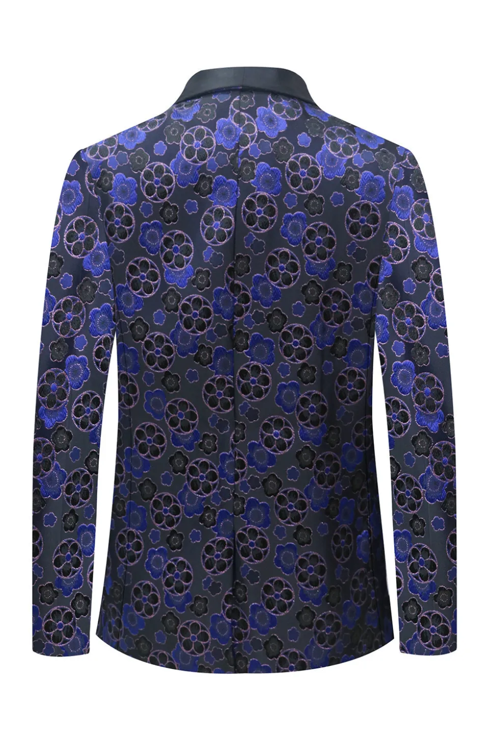 Azul escuro floral estampado xaile lapela 2 peças homens ternos