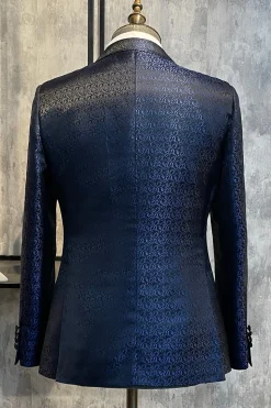 Azul Escuro Lapela de Pico Blazer Masculino