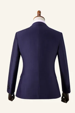 Azul Escuro Lapela Entalhada 3 Peças Terno Masculino