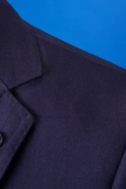 Azul Escuro Lapela Entalhada 3 Peças Terno Masculino