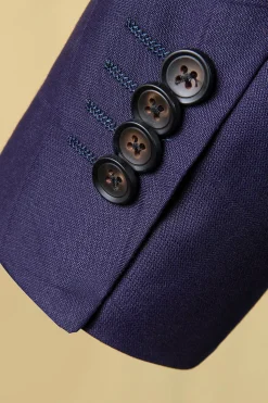 Azul Escuro Lapela Entalhada 3 Peças Terno Masculino