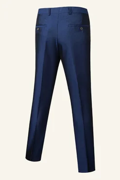 Azul Escuro Lapela Shawl 3 Peças Fato Masculino