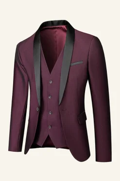 Azul Escuro Lapela Shawl 3 Peças Fato Masculino