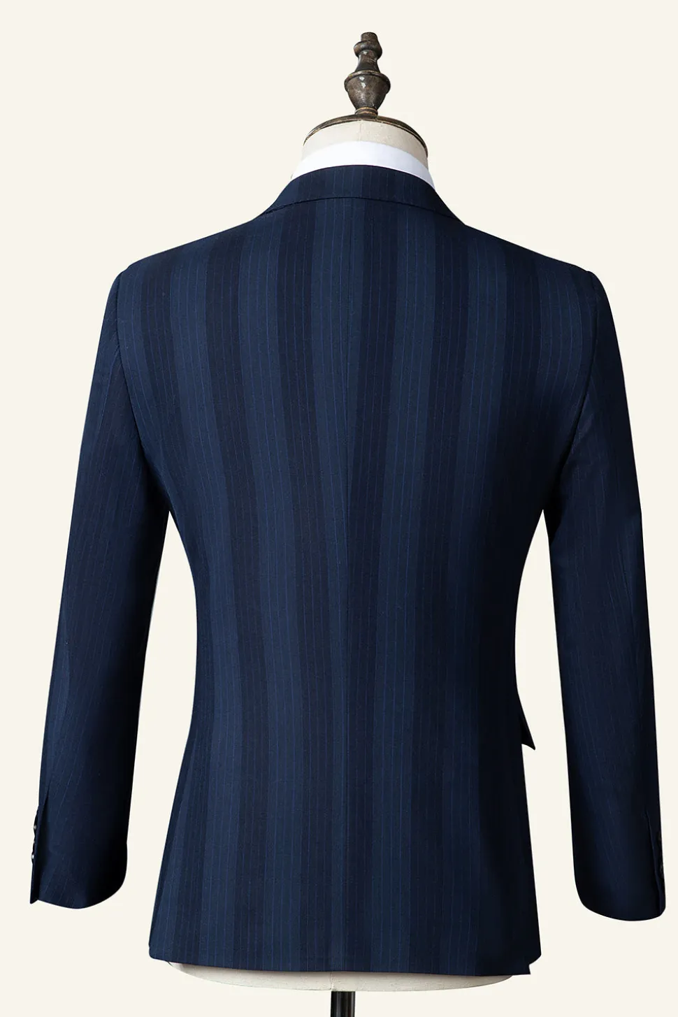 Azul Escuro Terno Masculino Duplo Peito 3 Peças