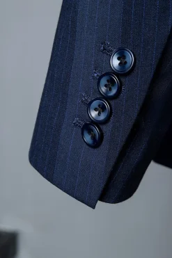Azul Escuro Terno Masculino Duplo Peito 3 Peças