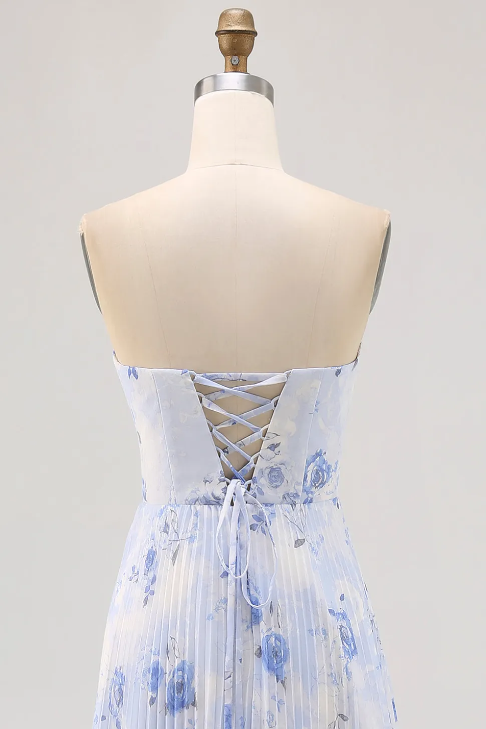 Azul Linha-A Direto Flores Chiffon Longos Vestido Para Casamento Convidada
