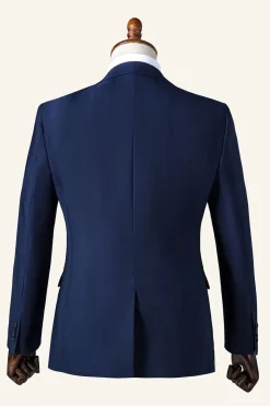 Azul Marinha Lapela Entalhada Terno Masculino