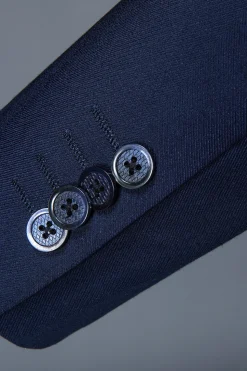 Azul Marinha Lapela Entalhada Terno Masculino