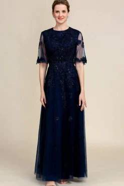 Azul Marinha Vestido Mãe de Noiva