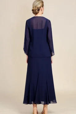 Azul Marinha Vestido Mãe de Noiva