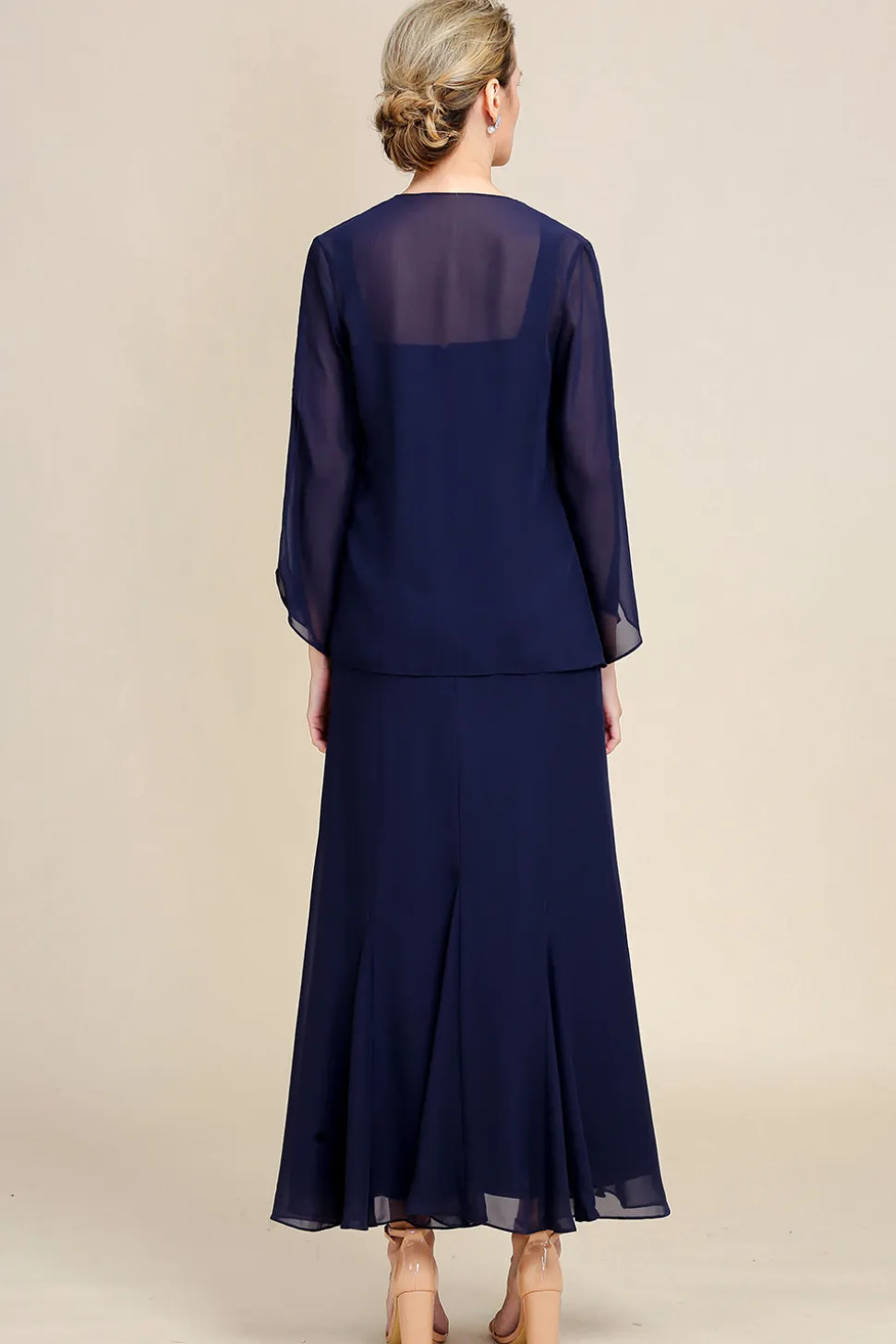 Azul Marinha Vestido Mãe de Noiva