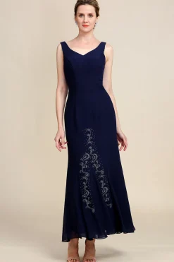 Azul Marinha Vestido Mãe de Noiva