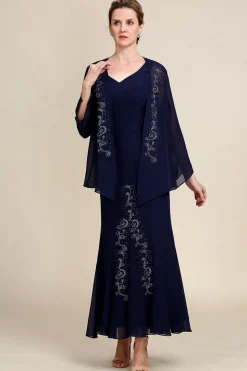 Azul Marinha Vestido Mãe de Noiva