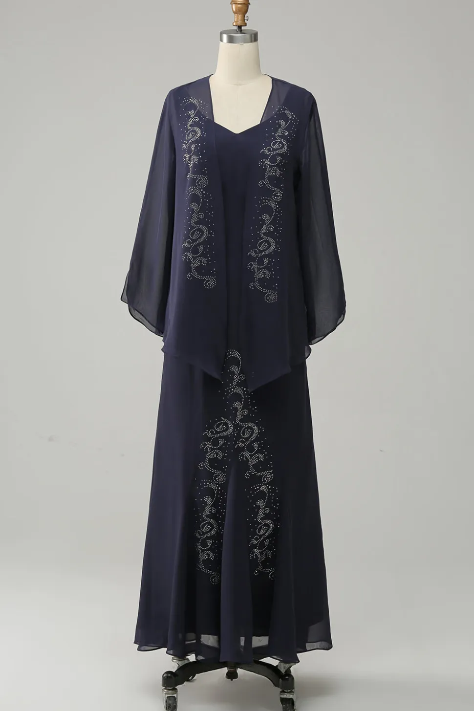 Azul Marinha Vestido Mãe de Noiva