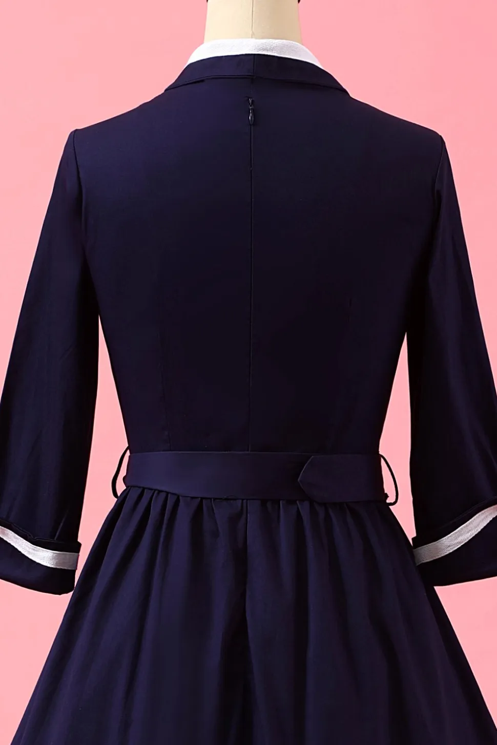 Azul marinho dos retalhos V Neck Casual Vestido Envelope