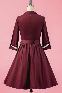 Azul marinho dos retalhos V Neck Casual Vestido Envelope