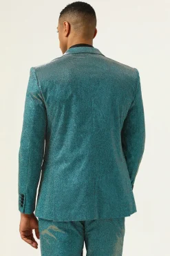 Azul Pavão Lapela de Pico 2 Peças Fatos de Homem