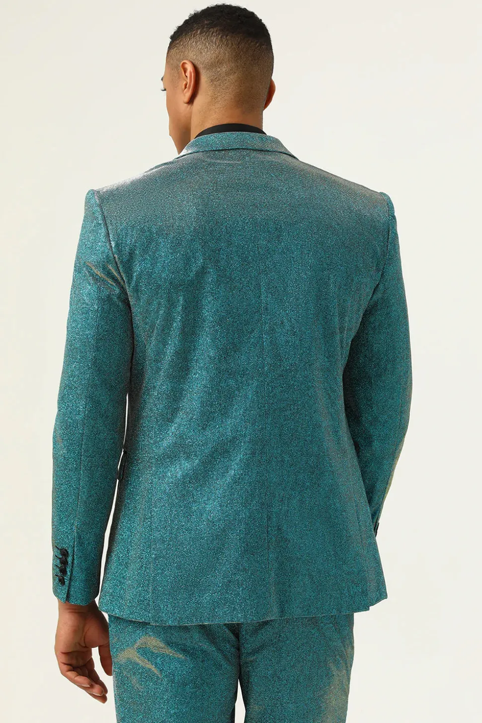 Azul Pavão Lapela de Pico 2 Peças Fatos de Homem
