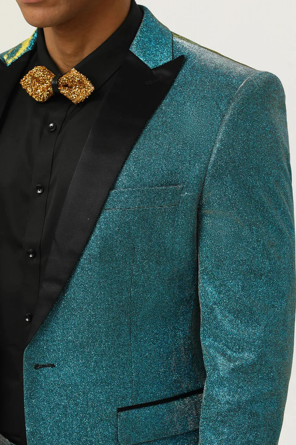 Azul Pavão Lapela de Pico 2 Peças Fatos de Homem