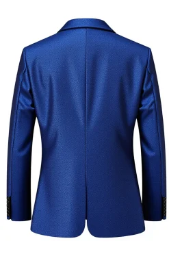 Azul Real Double Breasted 2 Peças Notched Lapel Fato Homem