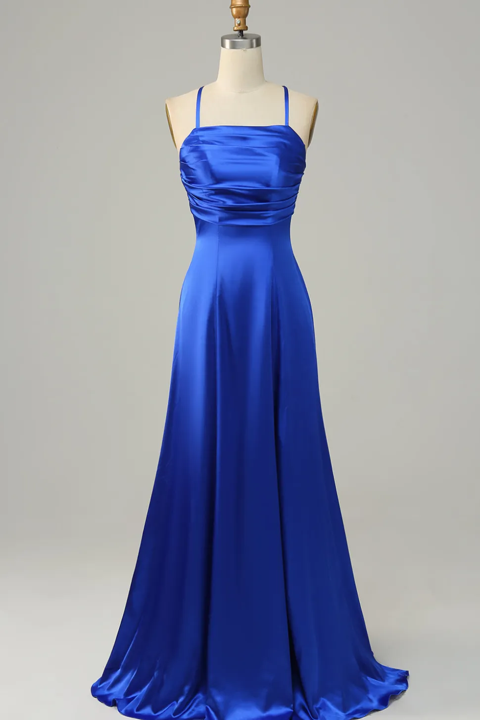 Azul Real Halter A Line Vestido Para Casamento Convidada
