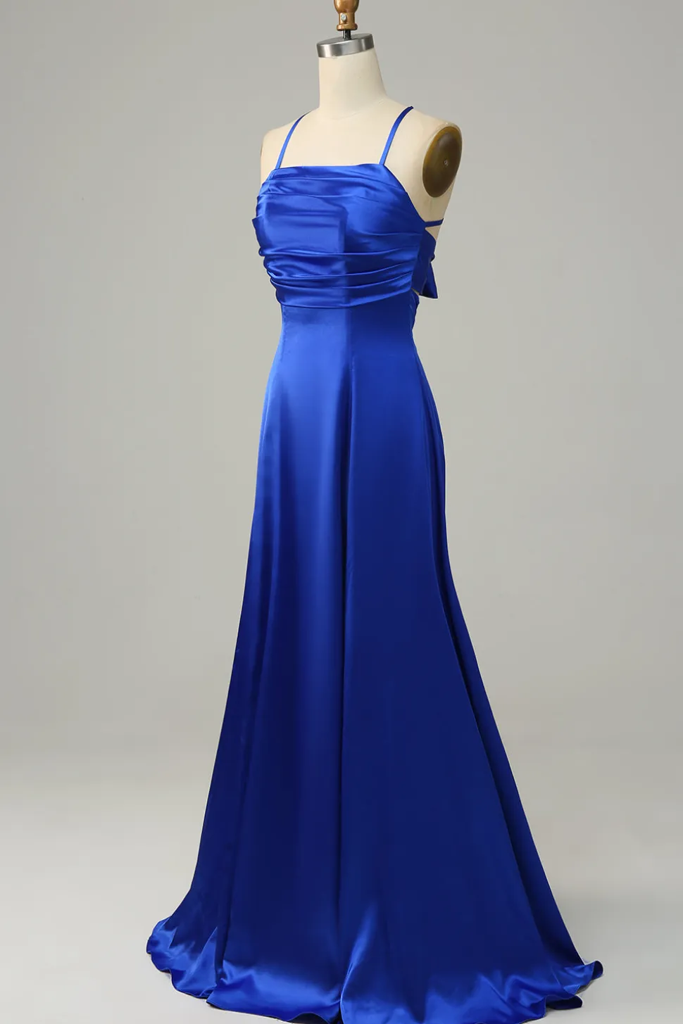 Azul Real Halter A Line Vestido Para Casamento Convidada