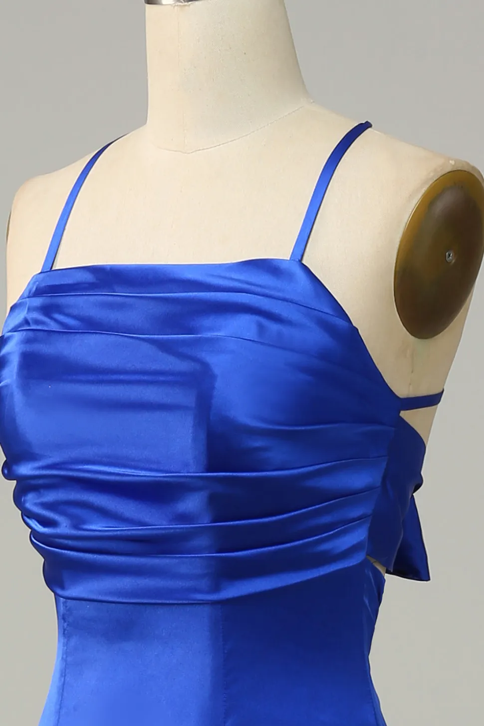 Azul Real Halter A Line Vestido Para Casamento Convidada