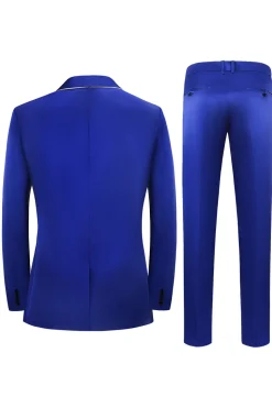 Azul Real Lapela de Shawl Um Botão Terno Masculino