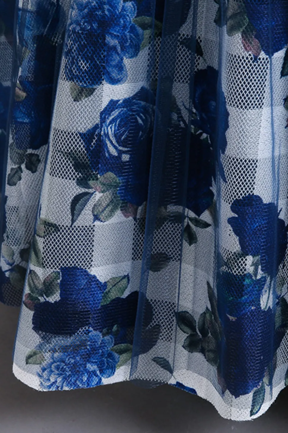 Azul Tule Vestido de Menina Com Babado