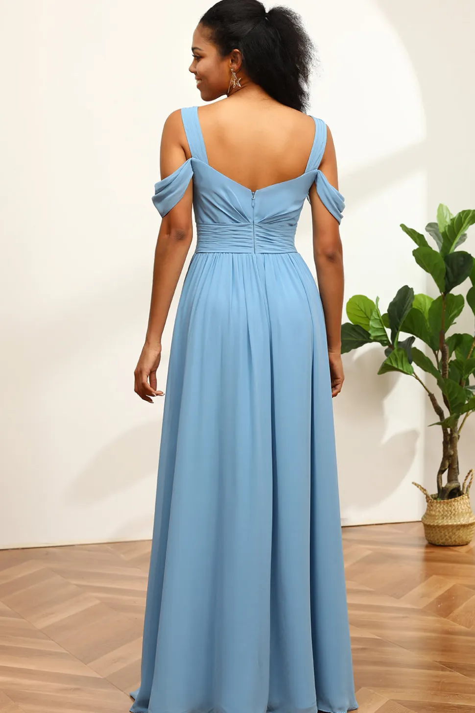 Azul vestido de dama de honra