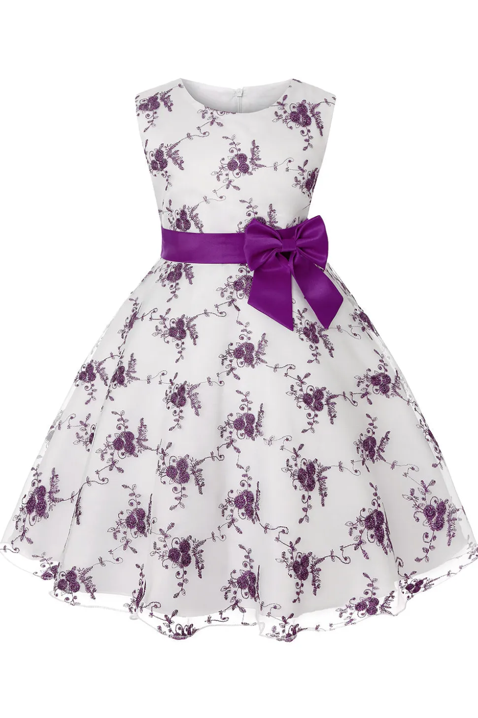 Azul Vestido de Menina Com Laço Renda