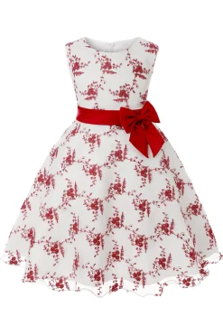 Azul Vestido de Menina Com Laço Renda
