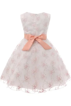 Azul Vestido de Menina Com Laço Renda