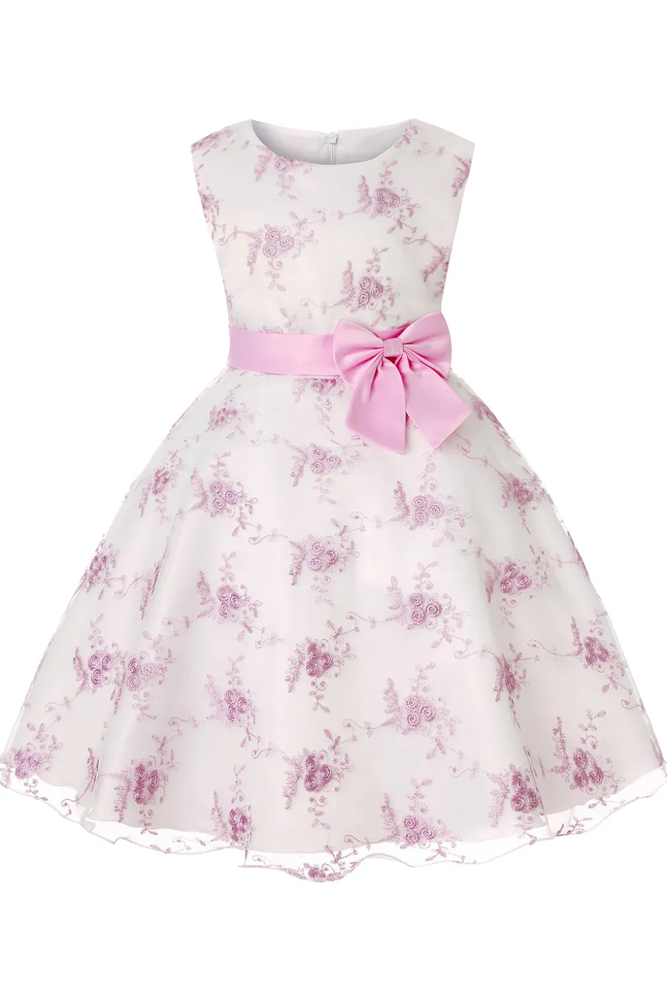 Azul Vestido de Menina Com Laço Renda