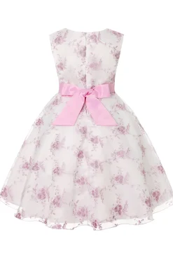 Azul Vestido de Menina Com Laço Renda