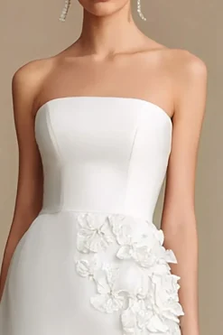 Bainha Branca Sem Alças Appliqued Vestido de Jantar de Ensaio
