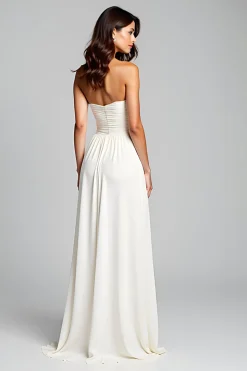 Bainha Branco Sem Alças Longo Vestidos Cerimónia