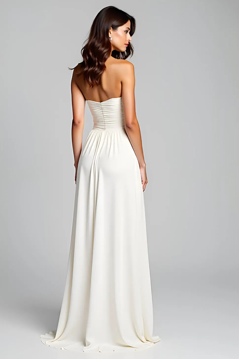 Bainha Branco Sem Alças Longo Vestidos Cerimónia