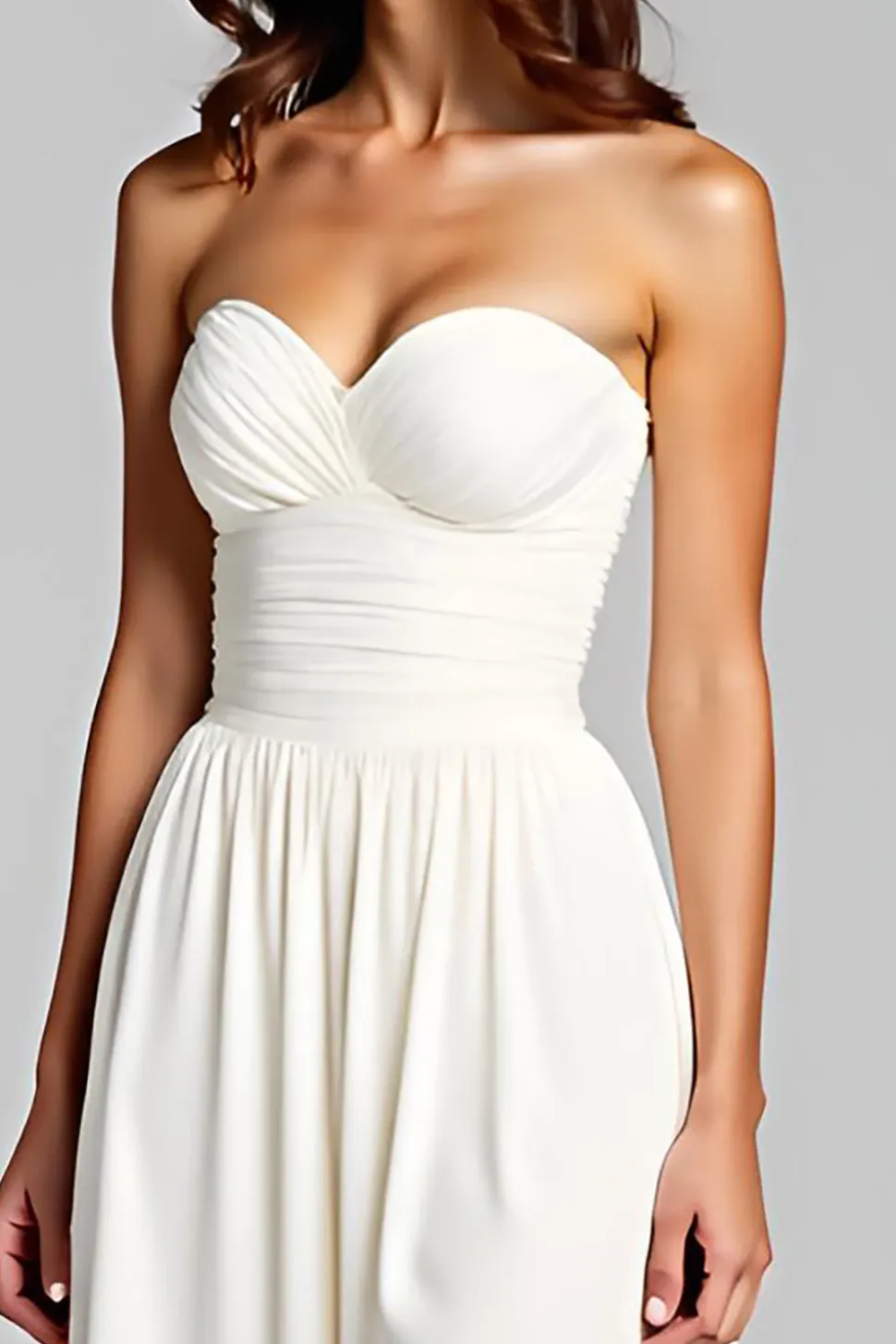 Bainha Branco Sem Alças Longo Vestidos Cerimónia
