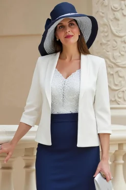 Bainha da Marinha 2 Peças Stretch Satin Vestido de Noiva Convidado