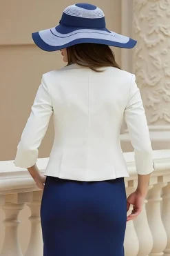 Bainha da Marinha 2 Peças Stretch Satin Vestido de Noiva Convidado