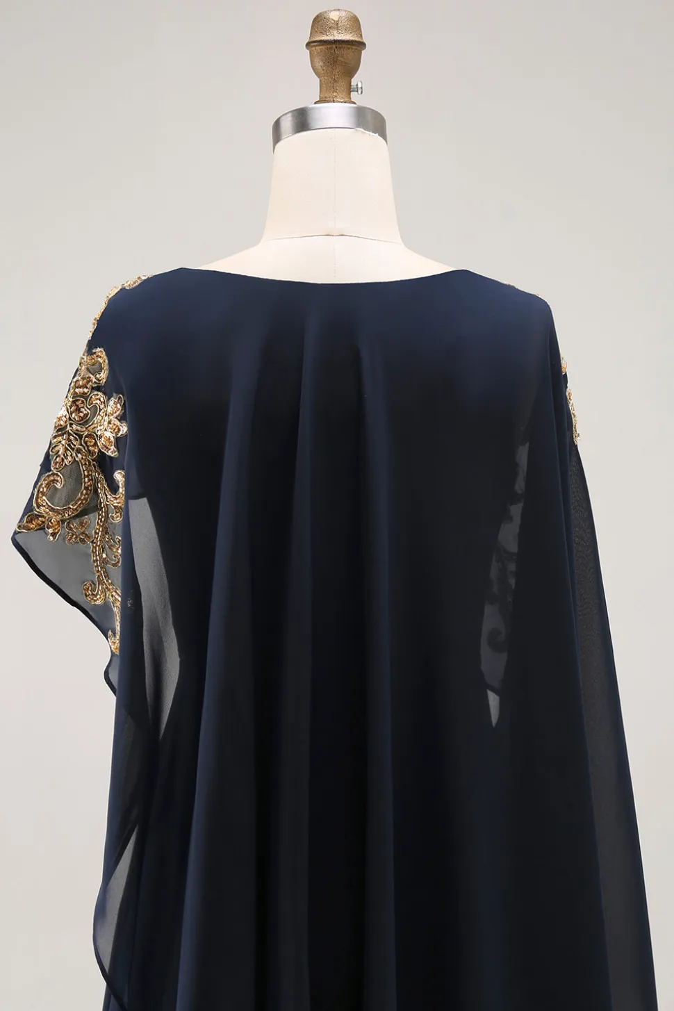 Bainha da Marinha Appliqued Mãe Do Vestido Da Noiva Com Xale